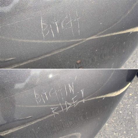 Someone keyed my buddy's car, so he corrected it. : r/funny