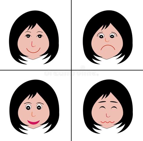 Faces and emotions stock vector. Image of girl, illustration - 34534836