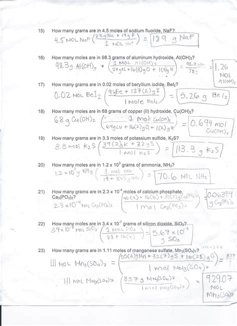 Mole Calculation Worksheet Ivys Chemistry Blog | Free Download Nude ...