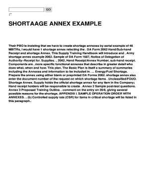 Shortage Annex Example - Fill Online, Printable, Fillable, Blank ...