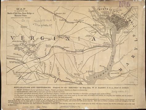 Map to illustrate the battle of Bull Run, Stone Bridge or Manassas ...