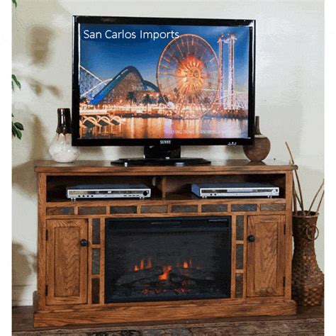 Rustic Oak TV Stand Fireplace, TV Stand Fireplace