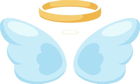 Cartoon angel wings with halo on transparent background 15937773 Vector ...