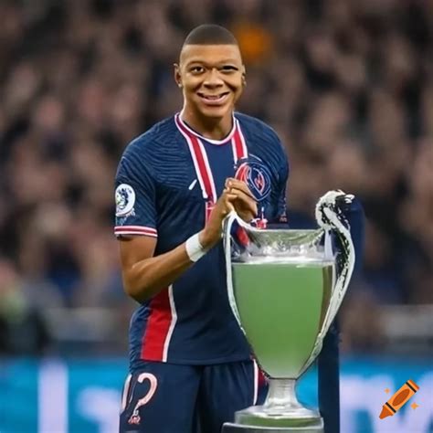 Mbappe with ucl trophy on Craiyon