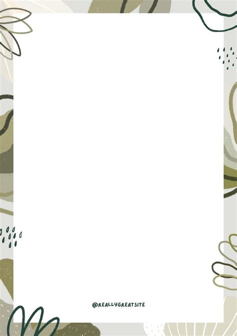 Green Cute Abstract Botanical Blank Page Border A4 | Template on Canva ...