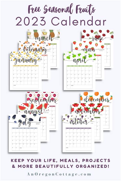 Free Printable Monthly Calendar for 2023 - An Oregon Cottage