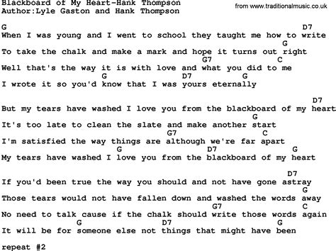 Country Music:Blackboard Of My Heart-Hank Thompson Lyrics and Chords