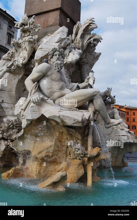 four rivers fountain Stock Photo - Alamy