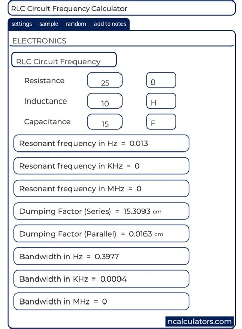 Resonant Frequency Rlc Circuit Calculator - Circuit Diagram