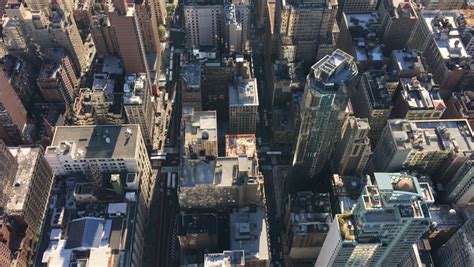 Stock video of midtown manhattan buildings, top-down aerial view ...