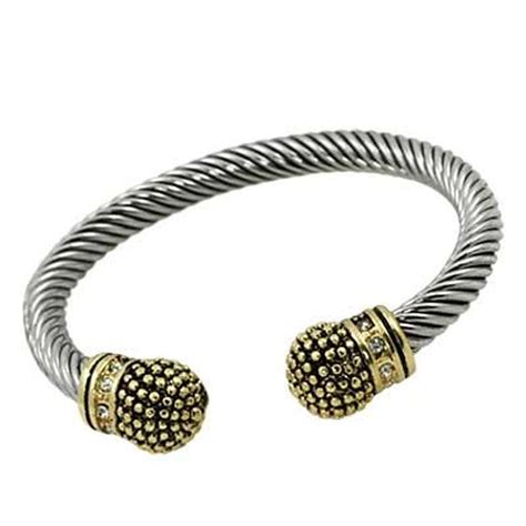 Designer`s Touch Two-Tone Gold Cuffs Twisted Wire Cable Bracelet ...