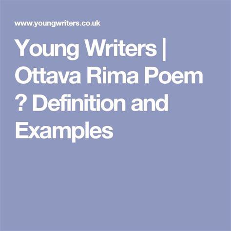 Young Writers | Ottava Rima Poem Definition and Examples | Cinquain ...