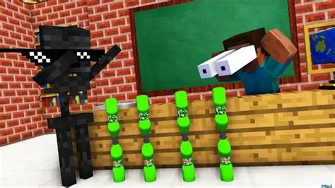 Monster Scholl: BOTTLE FLIP Challenge - Minecraft Animation - YouTube