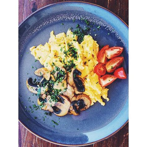 Slow Scrambled Eggs With Mushrooms And Tomatoes Recipe | The Feedfeed