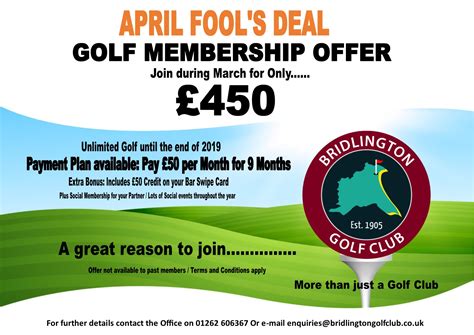 April 'Not' Fools Membership - Bridlington Golf Club