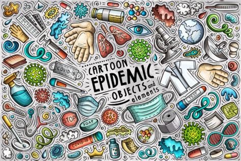 Epidemic Cartoon Objects Set