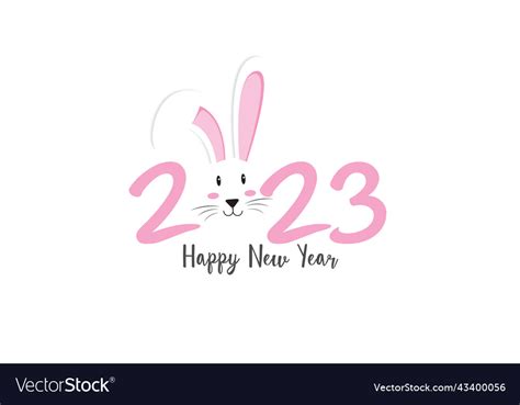 Happy new year 2023 of the rabbit cute pink Vector Image