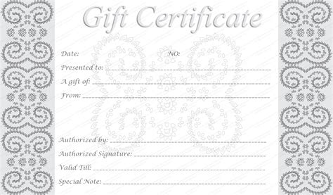 Editable and Printable Silver Swirls Gift Certificate Template