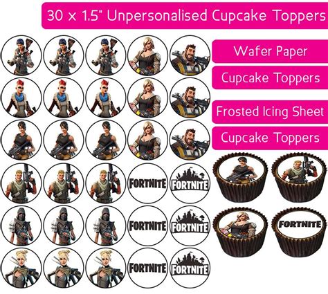 Fortnite - 30 Cupcake Toppers