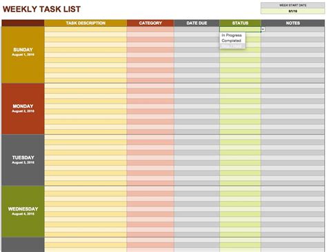 Daily To Do List Template Excel Task Spreadsheet Template Task ...