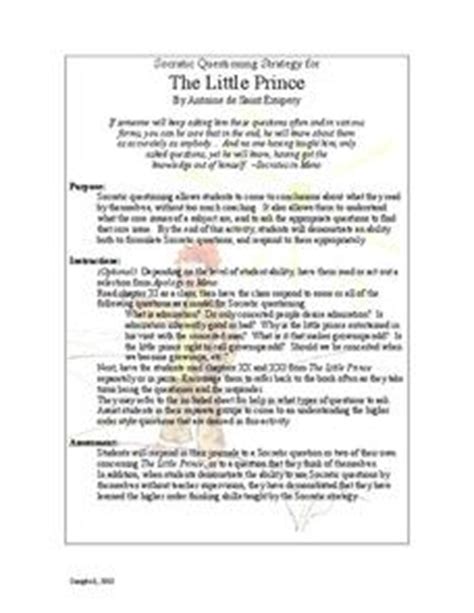 The Little Prince: Socratic Questioning Strategy Lesson Plan for 6th ...