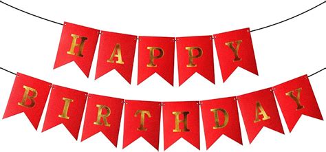 Happy Birthday Banner Red Party Supplies Decoration, Hobbies & Toys ...