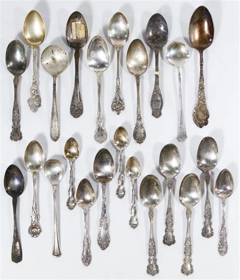 Lot 99: Sterling Silver Spoon Assortment; Including (23) spoons of ...