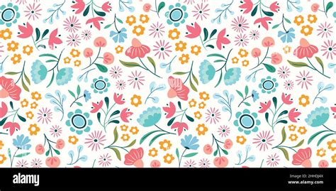 Flower pattern background border. Spring floral vector seamless repeat ...