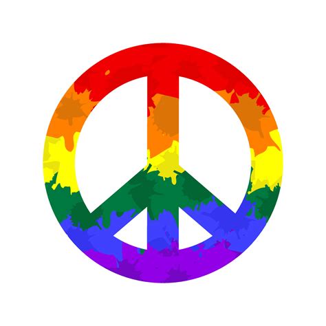 Peace symbol with LGBT rainbow color, paint drop color, pride month ...