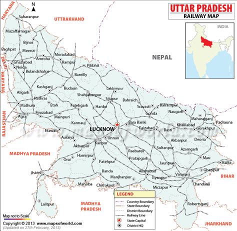 UP Map, Districts in Uttar Pradesh