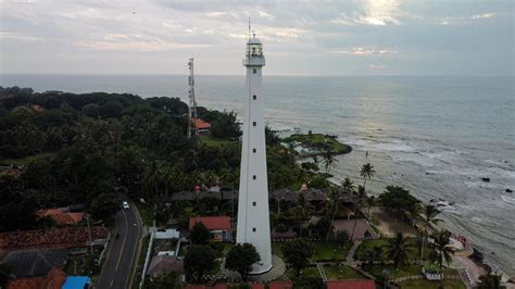 Banten, Indonesia 2021-- Aerial view of Lighthouse sea rock sunset ...