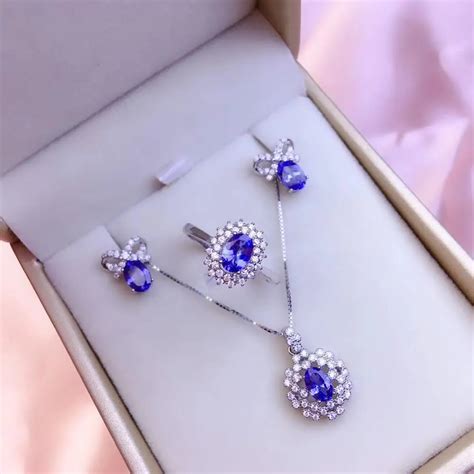 The Best Wedding Gift Natural Tanzanite Set 925 Sterling Silver 1 ...