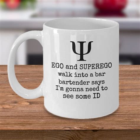 Psychology Joke Coffee Mug Ego and Superego Walk Into a Bar | Etsy