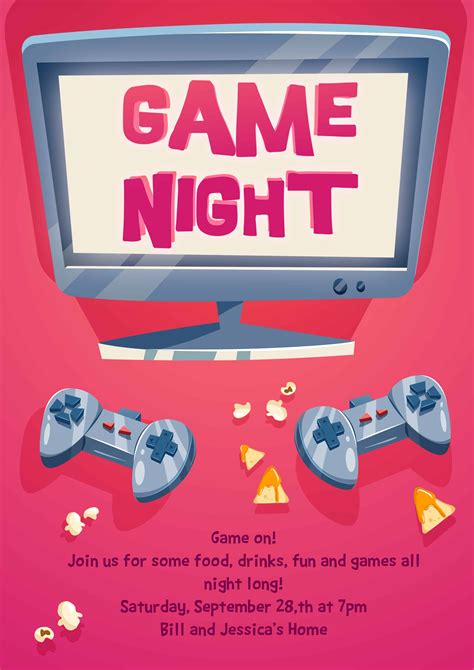 Game Night Invite Template - Printable Word Searches