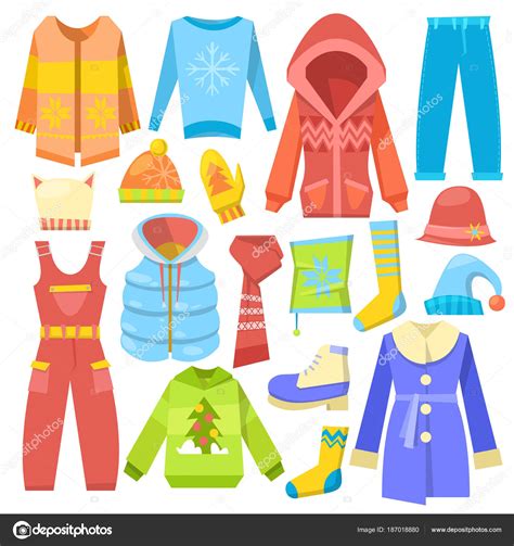 Winter clothes vector warm clothing sweater or coat with scarf and hat ...