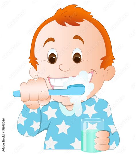 Boy Brushing Teeth Cartoon