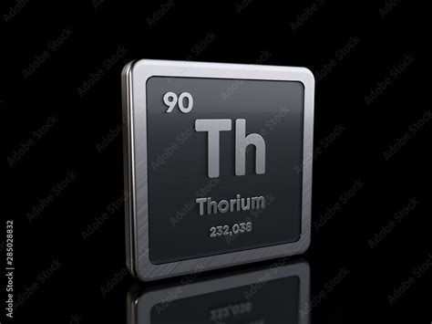 Thorium Th, element symbol from periodic table series. 3D rendering ...