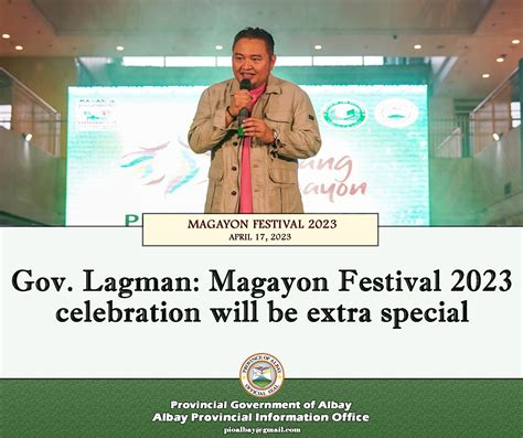 GOV. LAGMAN: MAGAYON FESTIVAL 2023 CELEBRATION WILL BE AN EXTRA SPECIAL ...