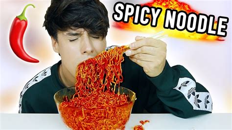 extremely spicy NOODLE CHALLENGE *painful mukbang* | Spicy noodles ...