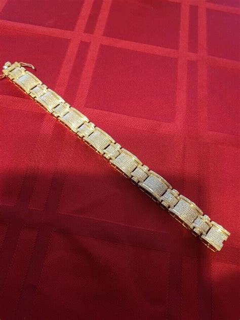 10k Gold Mens Diamond Bracelet 44 Grams - Gem