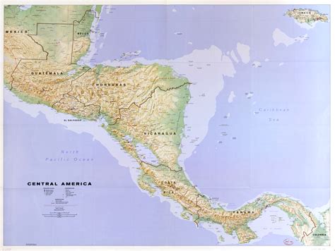 Mapa Físico de América Central - Tamaño completo | Gifex