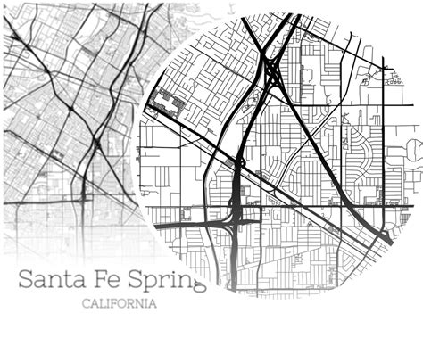 Santa Fe Springs Map INSTANT DOWNLOAD Santa Fe Springs | Etsy