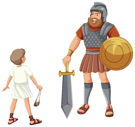 Free Vector | Isolated Cartoon Illustration of David and Goliath