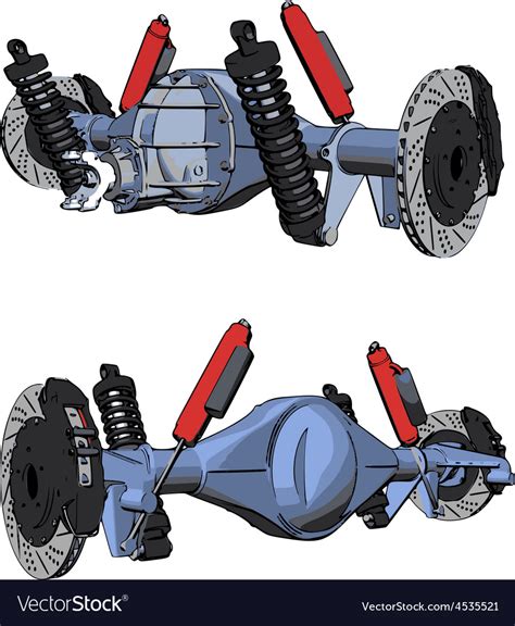 Rear axle assembly with suspension and brakes Vector Image