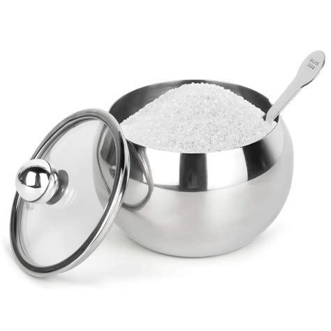 Hanmir 8.1oz Stainless Steel Sugar Bowl with Lid and Spoon for Coffee ...