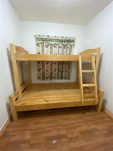 Double Deck Wooden Bed Frame, Furniture & Home Living, Furniture, Bed ...