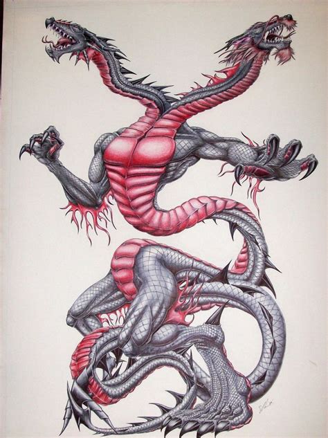 21 best Two-headed Dragon Tattoo Drawings images on Pinterest | Tattoo ...