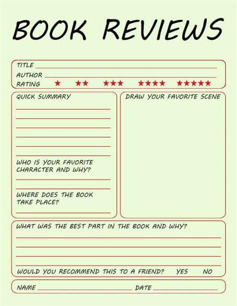 Printable Book Review Template