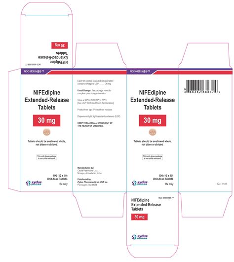 Nifedipine Extended-Release Tablets - FDA prescribing information, side ...