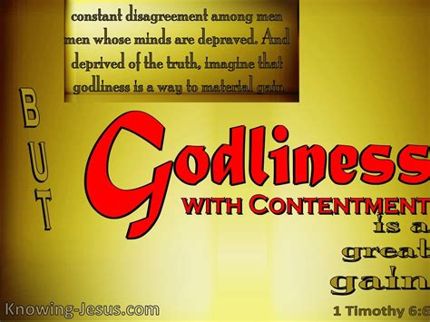 1 Timothy 6:6 Godliness With Contentment Is A Great Gain (yellow)